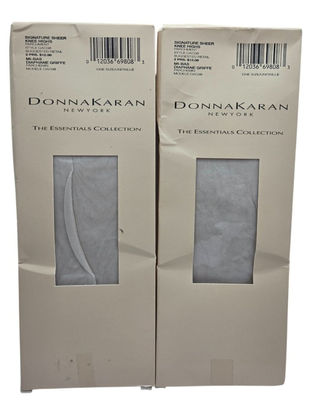 Vtg Donna Karan Y2K Signature Sheer Knee Highs Parchment 4 Pairs One Size